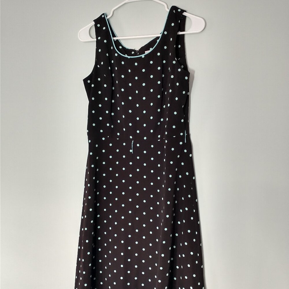 Studio I Blue & Brown Polka Dot Dress Size 8P